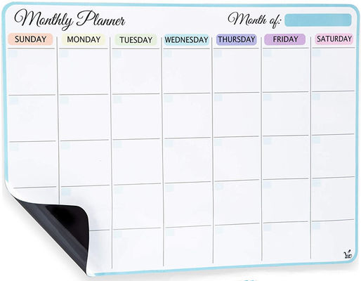 Papel Frigorífico Magnético Planeador Mensal Magnético 12 por 16 polegadas Calendário de borrado a seco personalizado com quatro marcadores de tampa magnética brilhante para fácil