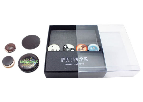 Ímã de geladeira de domo de vidro de cristal com impressão de foto personalizada de 25mm, 40mm, 50mm com embalagem de caixa de presente