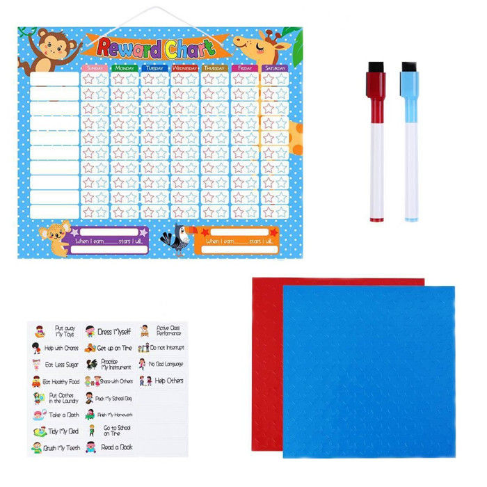 Fabrica diretamente Personalizado 16 "X 12" Magnético Gráfico de Recompensas Seco Apagar Tabuleiro Branco Sugestões de atividade e Magnético de apoio